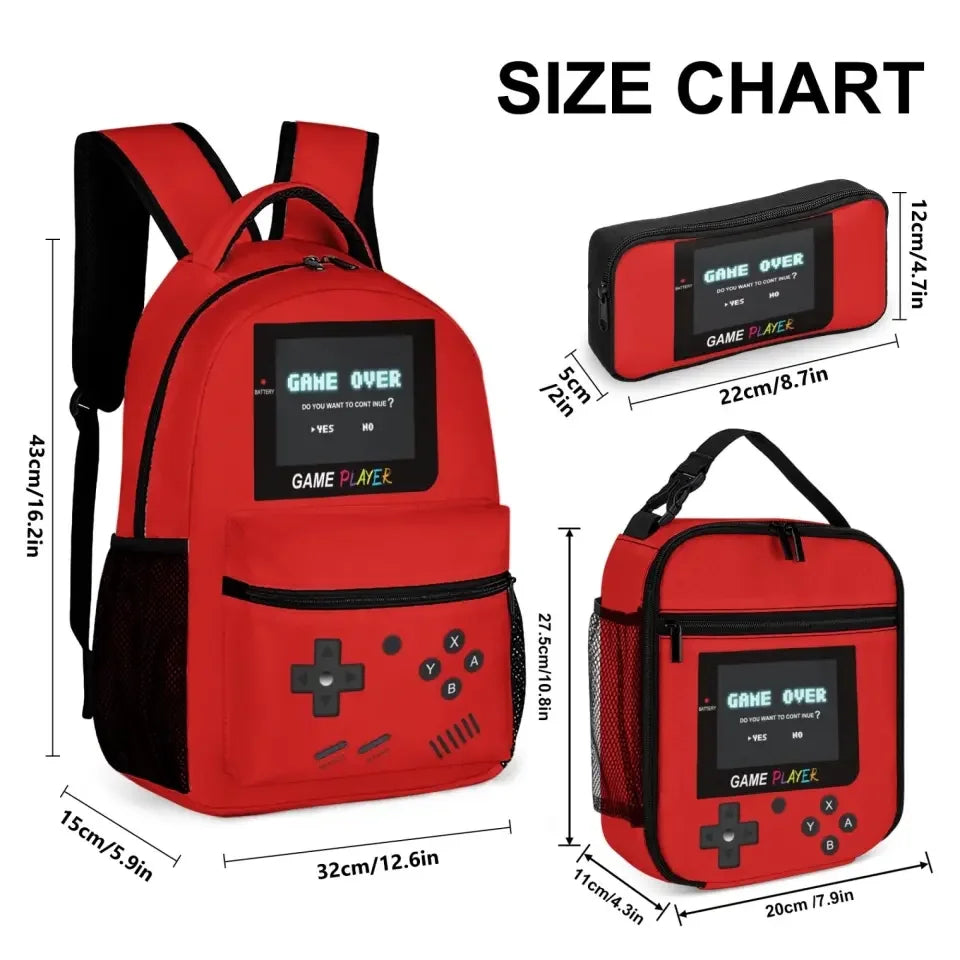 Press Start to Learning - Personalized Game Console Pattern School Backpack for Young Gamers - Joliny