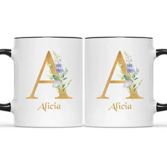 Custom Coffee Mug - Personalized Ceramic Cup with Initial Letter Name Monogram