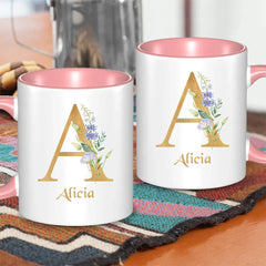 Custom Coffee Mug - Personalized Ceramic Cup with Initial Letter Name Monogram