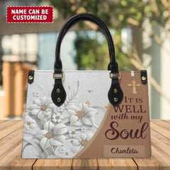 Personalized Gifts Christianart Leather Bag, It Is Well With My Soul, Gifts for Women