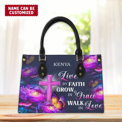 Live By Faith - Personalized Leather Bag