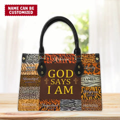 Personalized Leather Bag - God Says I Am Unique