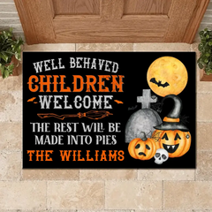 Halloween - Well Behaved Children Welcome - Personalized Decorative Mat