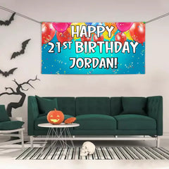 Personalized Balloon Ribbon Birthday Banners - Birthday Decoration Hanging Banner