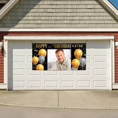 Birthday Banner with Photo - Gold and Silver Birthday Sign