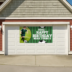 Run Towards Happiness, Green Football Birthday Banner Cheers You On