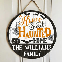 Home Sweet Haunted Home - Personalized Shaped Wood Sign, 2 Layers Sign - Gift For Family, Halloween Gift