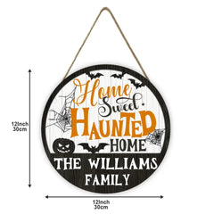 Home Sweet Haunted Home - Personalized Shaped Wood Sign, 2 Layers Sign - Gift For Family, Halloween Gift