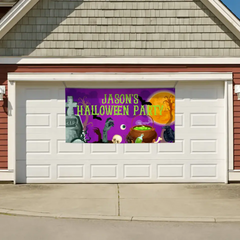 Custom Halloween Party Decoration Banner - Personalized Purple Horror Banner - Halloween Party Supplies