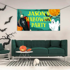 Custom Halloween Party Decoration Banner - Personalized Grave Ghost Banner - Halloween Party Supplies