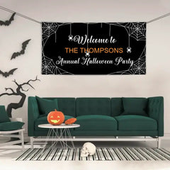 Custom Halloween Decoration Banner - Personalized Spider web Banner - Gift For Marvel Lovers,Party Lovers,Children