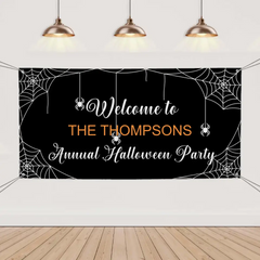 Custom Halloween Decoration Banner - Personalized Spider web Banner - Gift For Marvel Lovers,Party Lovers,Children