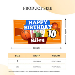 Custom Happy Birthday Banner - Personalized Basketball Banner - Gift For Children,Boy Girl Sports