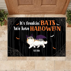 Custom We Love Halloween Mat- Personalized Decorative Doormat - Gift For Pet Lovers, Halloween Gift