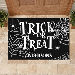 Custom Trick Or Treat Doomat - Personalized Halloween Furniture Decoration Doormat - Halloween Gift for Family Members