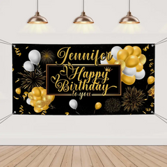 Happy Birthday Backdrop Banner - Personalised Party Banner - Gift For Birthday Person