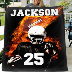 Football Player - Blankets Personalised Name And Number - Gifts for Football Players,Fans