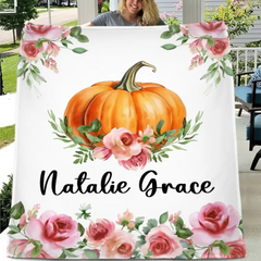 Pumpkin Halloween - Personalised Name Blanket - Gifts for Children,Newborn,New Mom