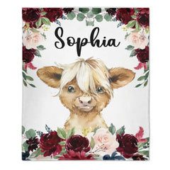 Highland Cattle - Personalised Name Blanket - Gifts for Children,Newborn,New Mom