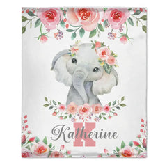 Cute Elephant - Personalised Name Blanket - Gifts for Children,Newborn,New Mom