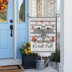 Pumpkin Skull - Scary Halloween Personalised Double Sided Flag - Gift For The Party