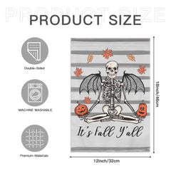 Pumpkin Skull - Scary Halloween Personalised Double Sided Flag - Gift For The Party