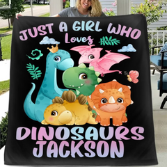 Dinosaurs - Personalised Name Dinosaur Blanket - Gifts for Girls,Dinosaur lovers