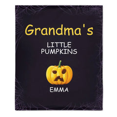 Pumpkin and Cobweb - Halloween Themed Personalised Character Relationship Blanket - Gift for Family, Friends