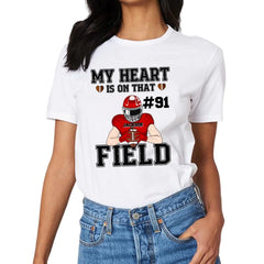 My Heart Is On That Field - Personalised Football Game Day T-Shirt - A Gift for Players,Family,Friend