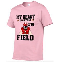 My Heart Is On That Field - Personalised Football Game Day T-Shirt - A Gift for Players,Family,Friend