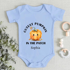 Cutest, Coolest, Sweetest Pumpkin Name Custom Personalization Cotton Baby Bodysuit Newborn Halloween Party Gift