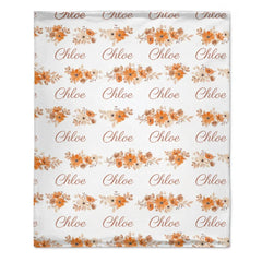 Personalized Cute Peach Flower Name Baby Girl Soft Blanket Baby Party Newborn Homecoming Gift