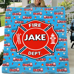 Firefighter Spirit - Personalised Blanket With Name - A Gift For Family,Kids