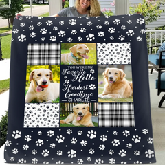 Pet Memorial Blanket - Name And Photo Custom Pet Paw Print Personalized Text Blanket - A Gift For Pet,Pet Lovers