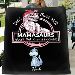 Family Customised Dinosaur Blanket - Personalised Name And Dinosaur Print Blanket - A Gift For Family,Mom