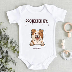 Baby Guarded by Pets Customized Clothing - Personalized Pet Breed Cartoon Patterns and Pet Names Baby Clothing - A Gift For Baby