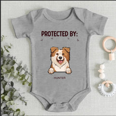 Baby Guarded by Pets Customized Clothing - Personalized Pet Breed Cartoon Patterns and Pet Names Baby Clothing - A Gift For Baby