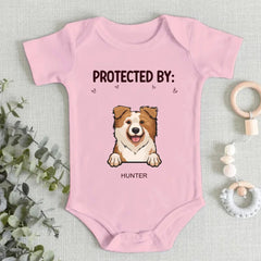 Baby Guarded by Pets Customized Clothing - Personalized Pet Breed Cartoon Patterns and Pet Names Baby Clothing - A Gift For Baby