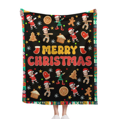 Customized Christmas Blanket with Photos of Family Members - Funny Christmas Blanket Personalized People Photo Cos Cartoon Characters - Christmas Gift For Family