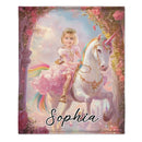 Customized Unicorn Princess Blanket - Personalized Name and Photo Soft Flannel Blanket - A Gift For Daughters, Girls - Joliny