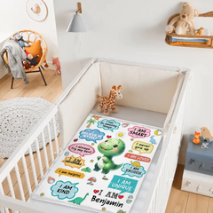 Personalized Name Custom Cartoon Dinosaur Blanket - Gift for Grandchildren