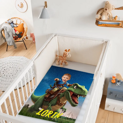 Custom Dinosaur Blankets Personalized Boy Riding Dinosaur Blanket