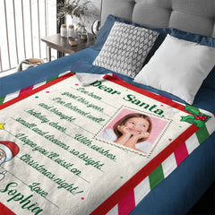 Christmas Letter Custom Blanket - Letter To Santa Soft Blanket Personalized With Photo And Name - A Gift For Child