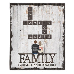 Customized Family Blankets - Soft Blanket With Personalized Family Figures And Scrabble Words - A Gift For Family