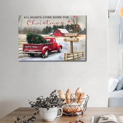 Customized Frameless Christmas Wall Decor - Personalized Custom Family Farm Christmas Truck Canvas Painting - Christmas Gifts For The Family