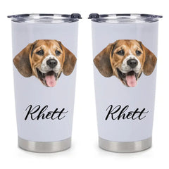 Custom Pet Themed Insulated Mugs - Personalized Pet Name and Photo Mug - Pet Lover Gifts