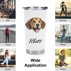 Custom Pet Themed Insulated Mugs - Personalized Pet Name and Photo Mug - Pet Lover Gifts