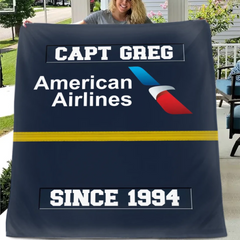 Pilot Blanket, Custom Rating and Airline Logo Blanket - Gifts for Flying Enthusiasts