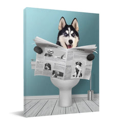 Customized Pet Reading Newspaper Fun Wall Art - Personalized Pet Photo And Background Color Unframed Canvas Painting - A Gift for Pet Owners,Pet Lovers,Yourself