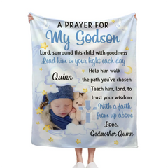 Customized Blanket Gifts for Baby - Personalized Baby Photo And Name Blanket Two Colors To Choose From - A Gift For Grandchildren,New Parents